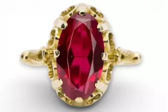 Rubin 14k żółte złoto Pierścionek Klasyczny Vintage vrc134y